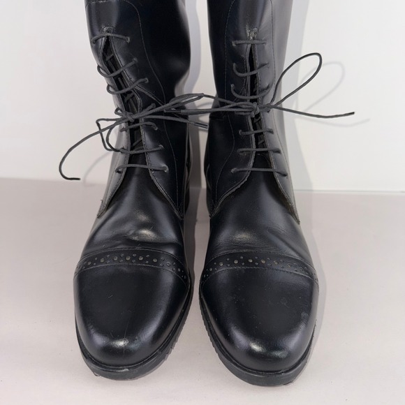 Womens Black Leather Equestrian Riding Field Boots SZ 8 R Amazona Cavalier - Picture 3 of 16